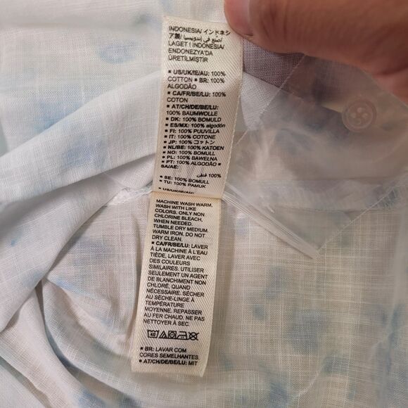 GoodThreads Women Washed Cotton Short-Sleeve Shirt Watercolor Print Size Large - Picture 10 of 15